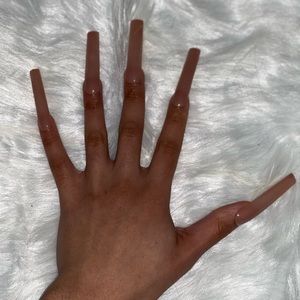 10pcs 3XL Square Brown Press on Nails
